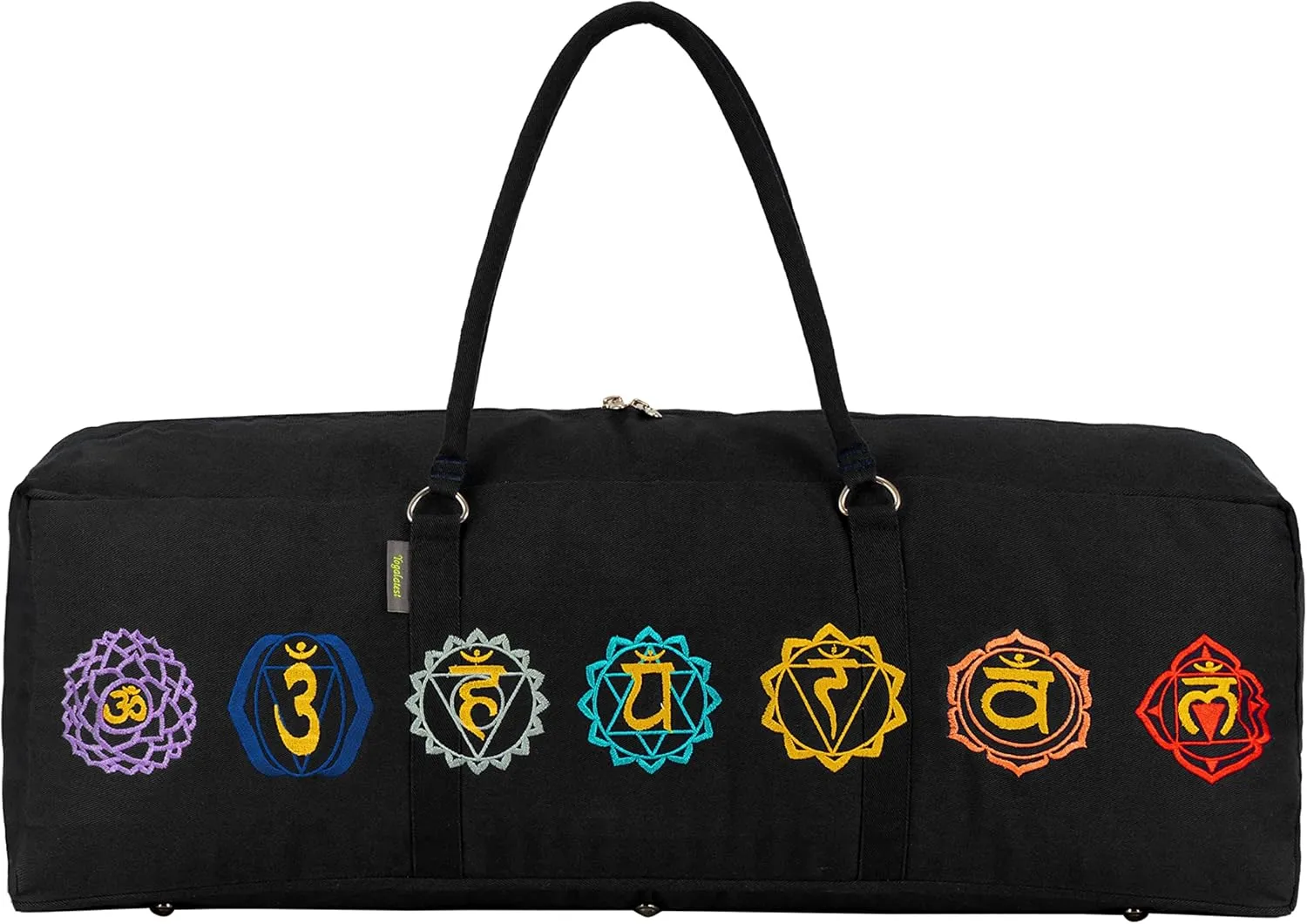 Seven Chakra Cotton Canvas Yoga Kit Bag for Men & Women Cotton Fabric With 7 Chakra Embroidery Carrier Bag Large Pocket (29x8x12)