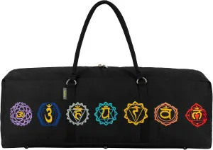 Seven Chakra Cotton Canvas Yoga Kit Bag for Men & Women Cotton Fabric With 7 Chakra Embroidery Carrier Bag Large Pocket (29x8x12)