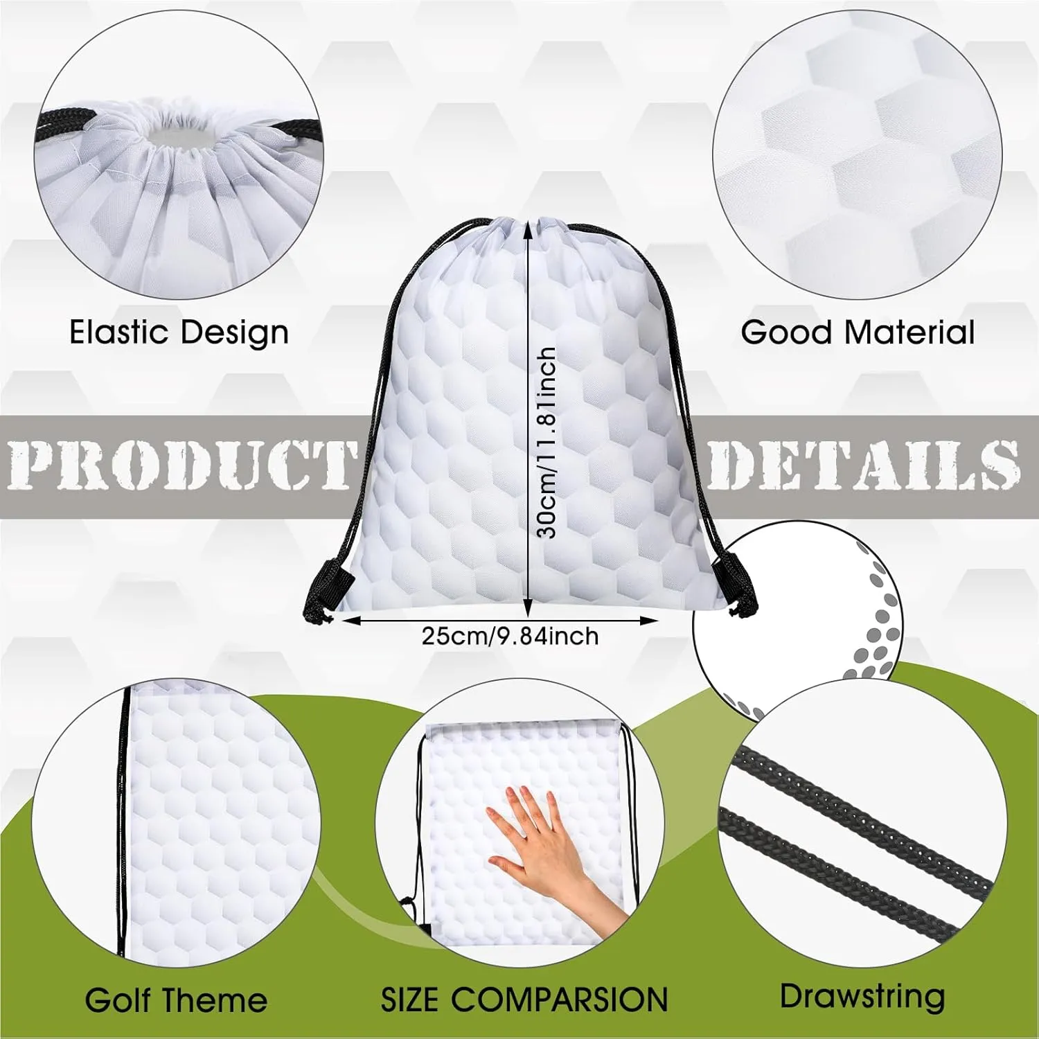 Shappy 12 Pieces Drawstring Bags Bulk Small Sport Goodie Bags Snack Treat Backpack for Ball Birthday Party Favor Team Gifts(Golf,10 x 12 Inch)