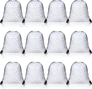 Shappy 12 Pieces Drawstring Bags Bulk Small Sport Goodie Bags Snack Treat Backpack for Ball Birthday Party Favor Team Gifts(Golf,10 x 12 Inch)