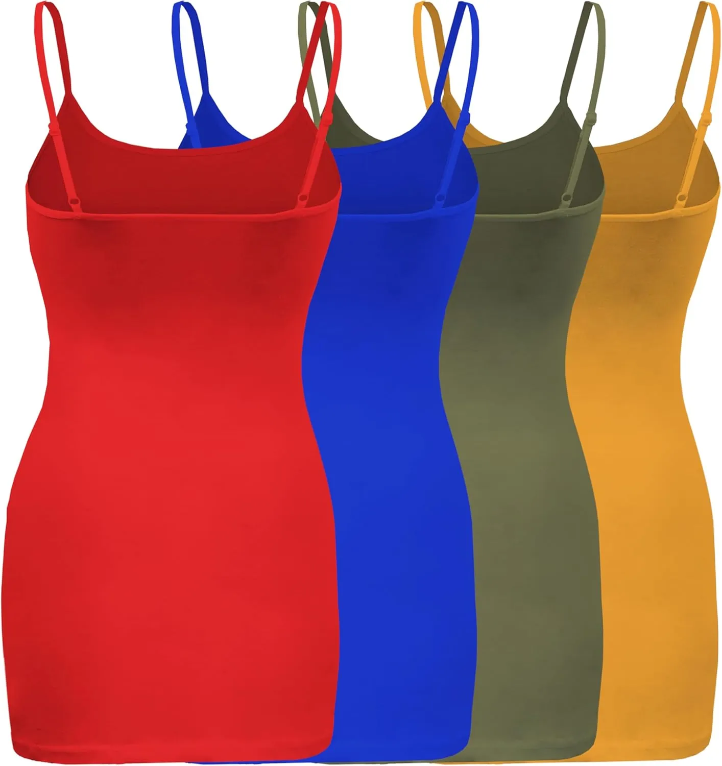 ShezPretty 4 Pack - Women's Basic Cami with Adjustable Spaghetti Straps Tank Top