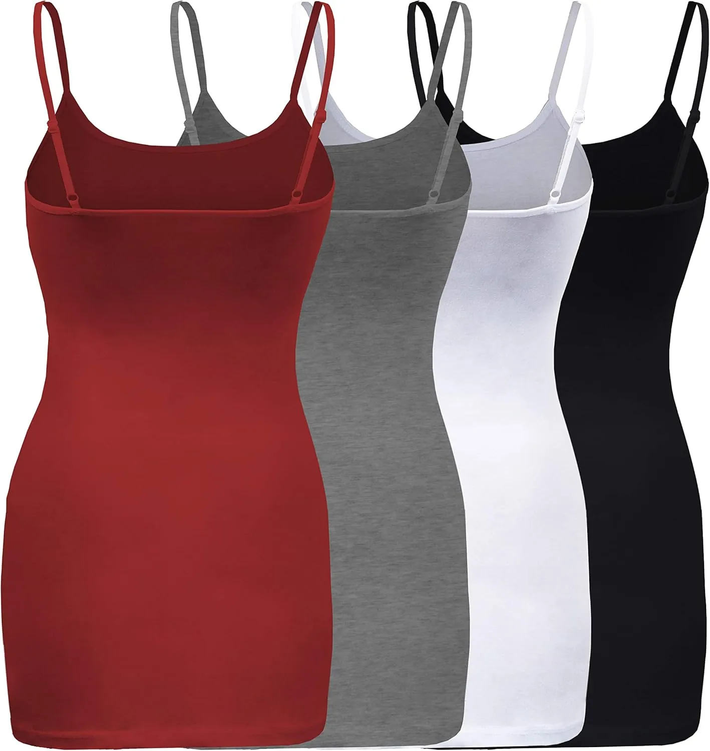 ShezPretty 4 Pack - Women's Basic Cami with Adjustable Spaghetti Straps Tank Top