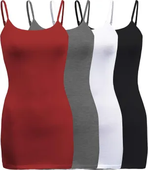 ShezPretty 4 Pack - Women's Basic Cami with Adjustable Spaghetti Straps Tank Top