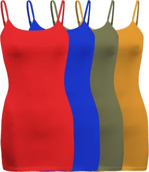 ShezPretty 4 Pack - Women's Basic Cami with Adjustable Spaghetti Straps Tank Top