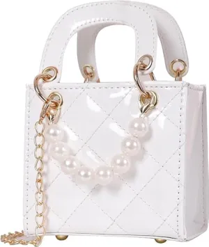 Shiny Patent Kids Little Girls Crossbody Purse Toddler Gifts Mini Top Handle Handbag Satchel Shoulder Pearl Bag Kids Presents