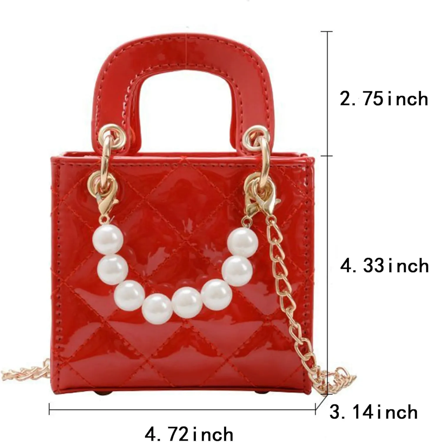 Shiny Patent Kids Little Girls Crossbody Purse Toddler Gifts Mini Top Handle Handbag Satchel Shoulder Pearl Bag Kids Presents
