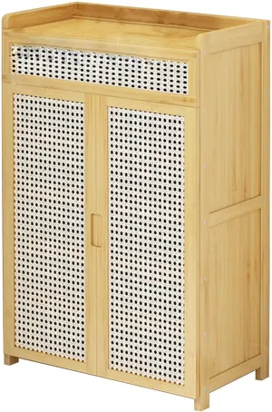 Shoe Cabinet, Shoe Rack Wooden, Rattan Storage Cabinet, Natural Rattan Shoe Cabinet, Shoe Cabinets Hallway Slim Freestanding Shoe Rack Storage Cabinet,for Heels,Boots,Slippers ( Color : 60x105cm )