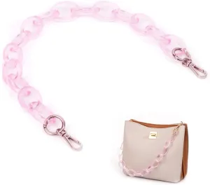 Short Thick Resin Purse Bag Handle Shoulder Strap Replacement，Handbag Decoration Chain，Bag Accessories Charms (Light pink with silver buckle)