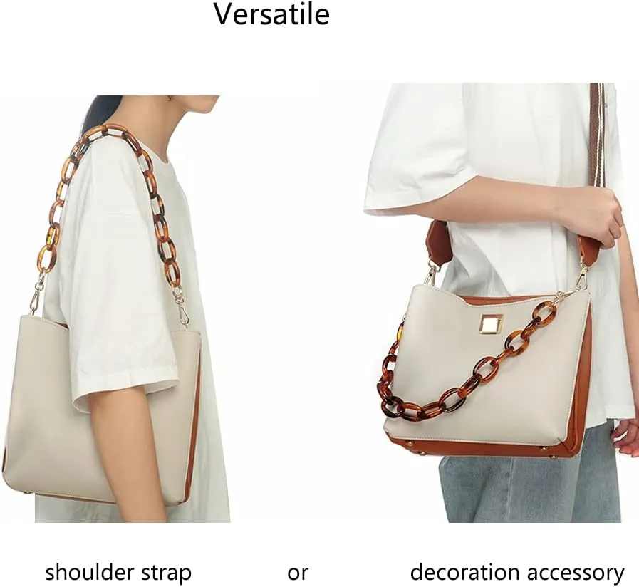 Short Thick Resin Purse Bag Handle Shoulder Strap Replacement，Handbag Decoration Chain，Bag Accessories Charms (Light pink with silver buckle)