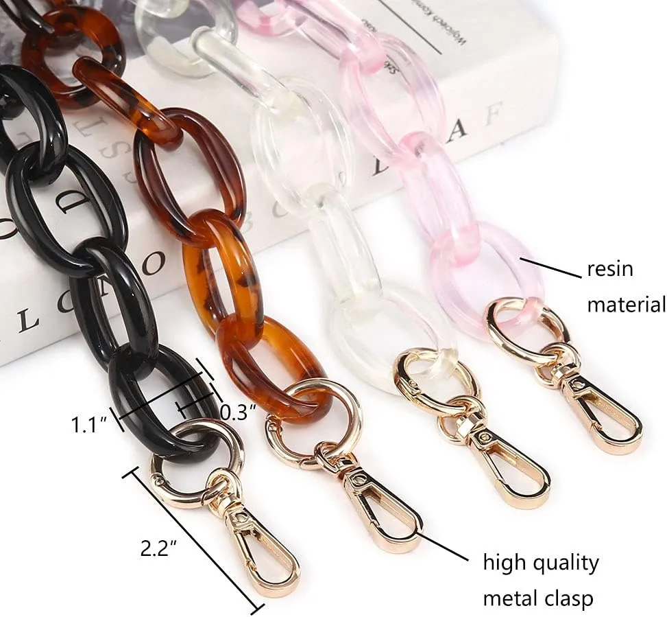Short Thick Resin Purse Bag Handle Shoulder Strap Replacement，Handbag Decoration Chain，Bag Accessories Charms (Light pink with silver buckle)