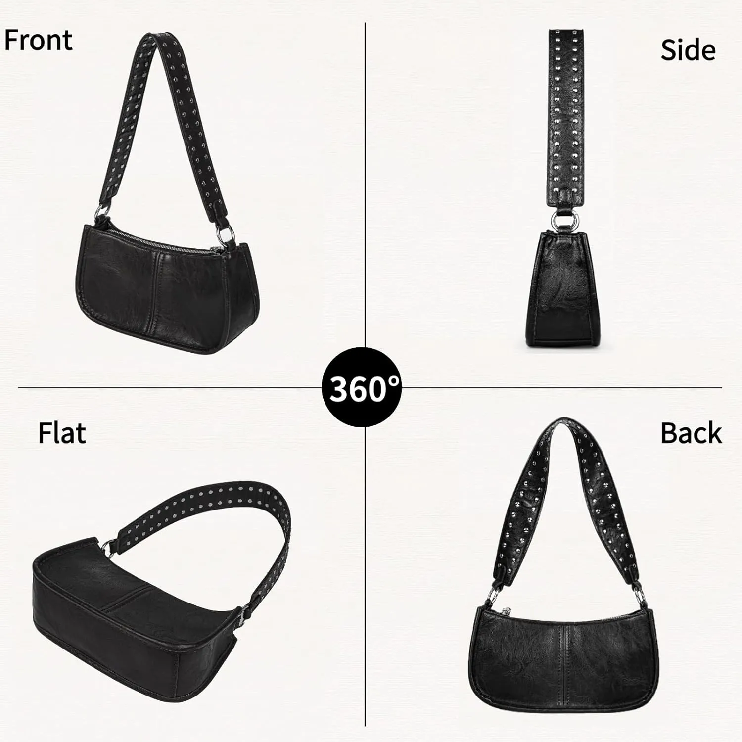 Shoulder Bag for Women Cute Trendy Purse 90s Y2k Bag Vegan Leather Handbags Crossbody Bag with 2 Removable Strap