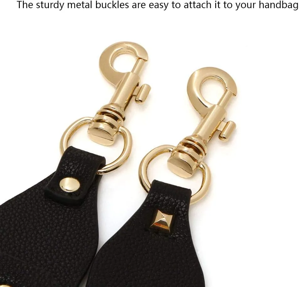 Shoulder-Strap Replacement Adjustable Faux Leather Purse-Strap Short Handles Handbag-Strap Replacement With Metal Hook Star Silver