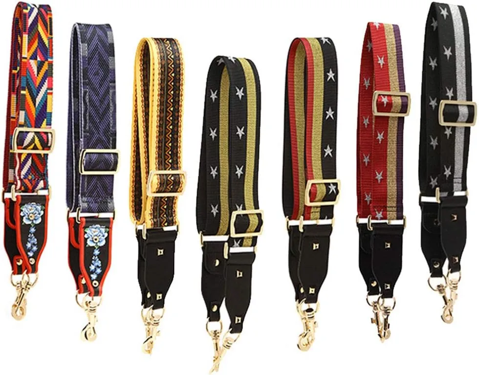 Shoulder-Strap Replacement Adjustable Faux Leather Purse-Strap Short Handles Handbag-Strap Replacement With Metal Hook Star Silver