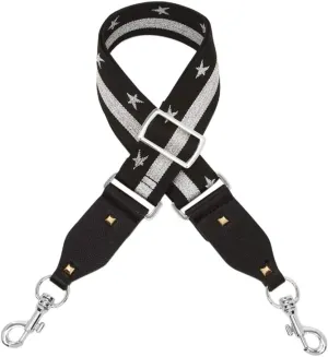 Shoulder-Strap Replacement Adjustable Faux Leather Purse-Strap Short Handles Handbag-Strap Replacement With Metal Hook Star Silver