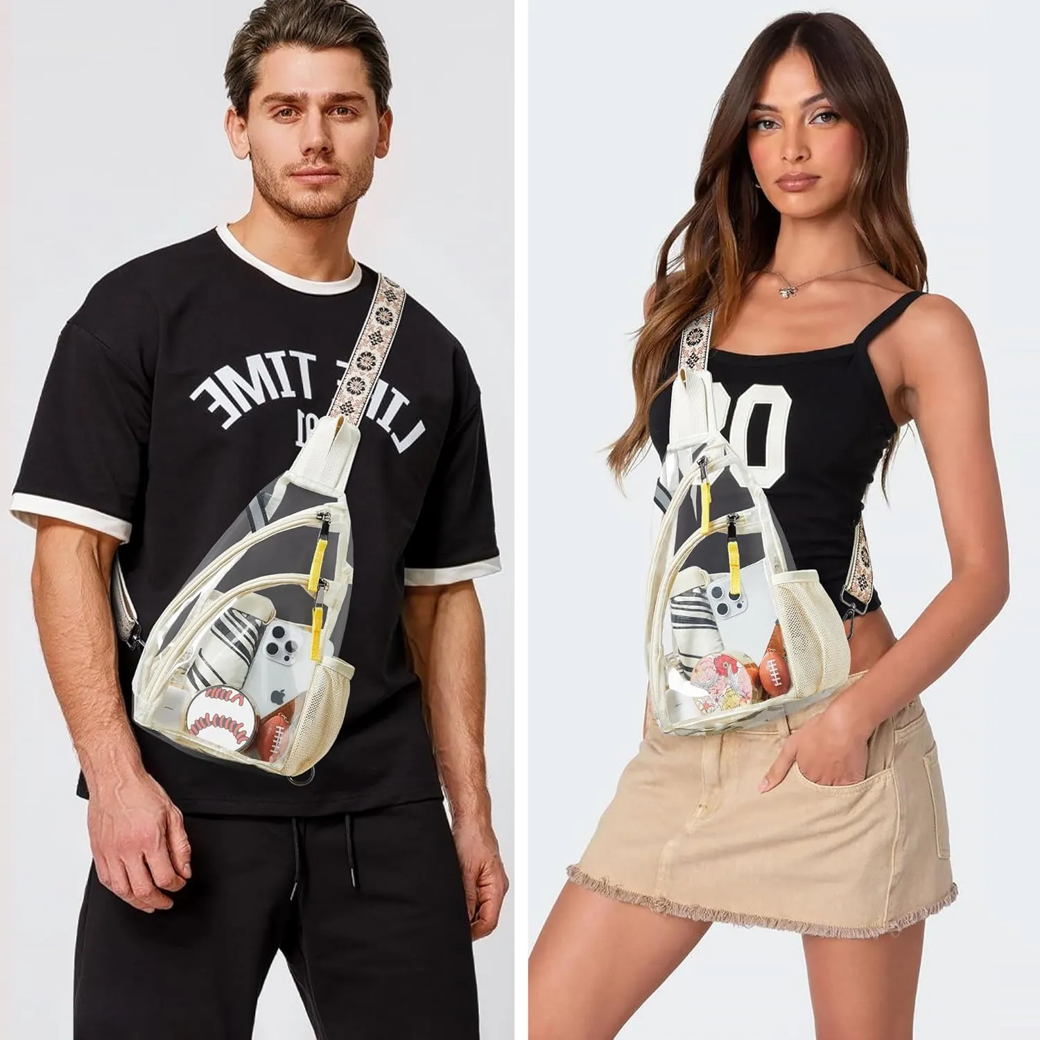 Shrrie Clear Bag for Stadium Events Transparent Crossbody Bag Clear Purse for Women&Men-Stadium Approved, Concerts&Sports