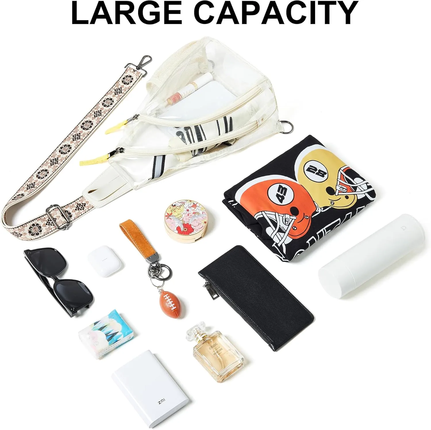 Shrrie Clear Bag for Stadium Events Transparent Crossbody Bag Clear Purse for Women&Men-Stadium Approved, Concerts&Sports