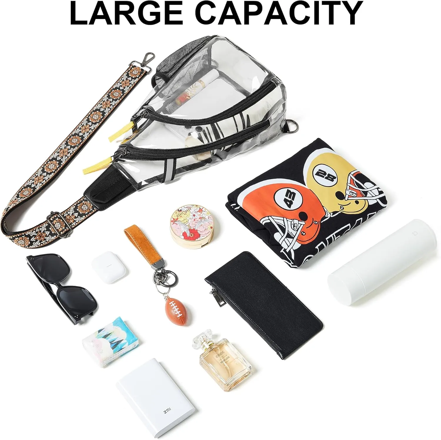 Shrrie Clear Bag for Stadium Events Transparent Crossbody Bag Clear Purse for Women&Men-Stadium Approved, Concerts&Sports