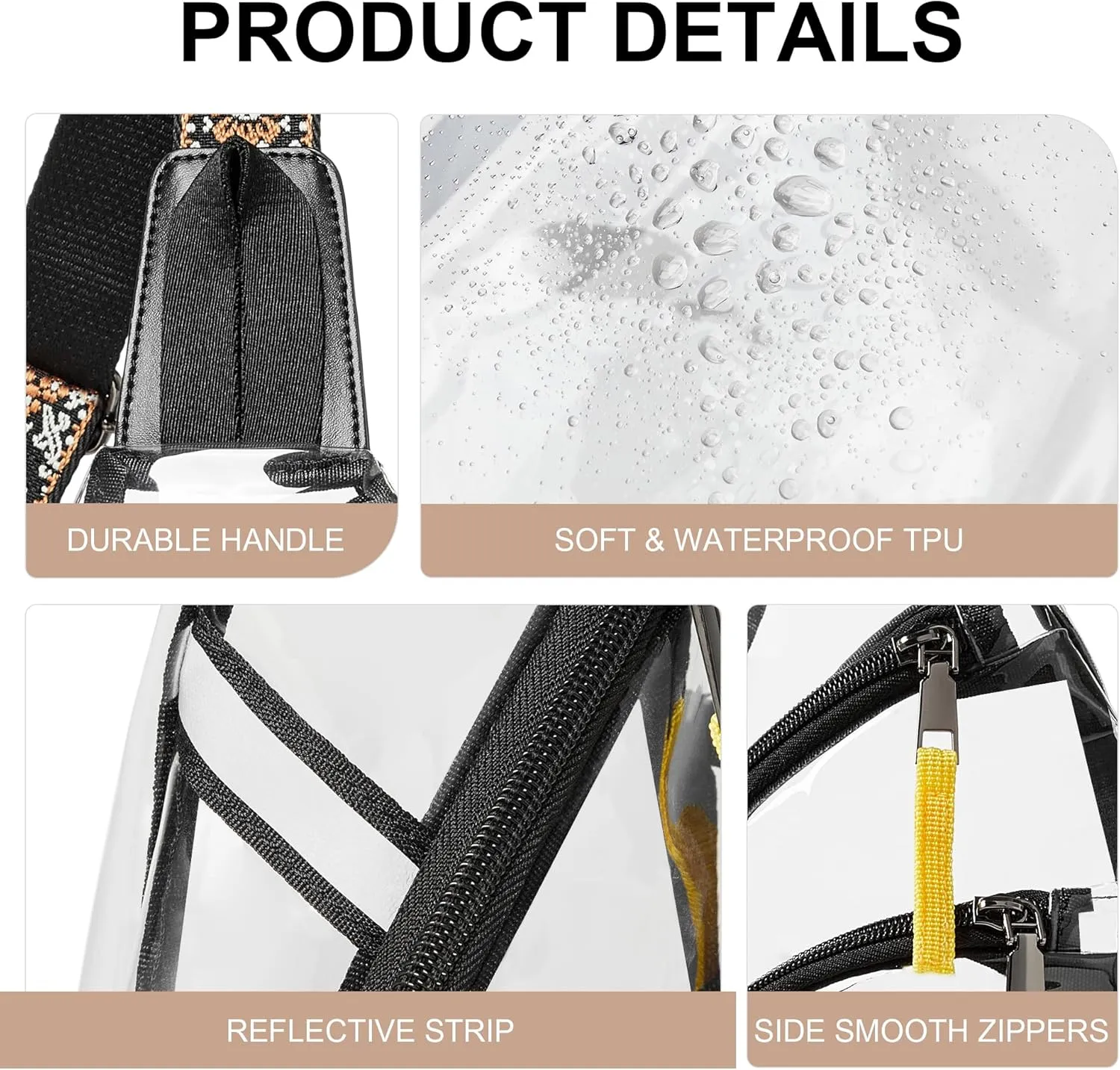 Shrrie Clear Bag for Stadium Events Transparent Crossbody Bag Clear Purse for Women&Men-Stadium Approved, Concerts&Sports