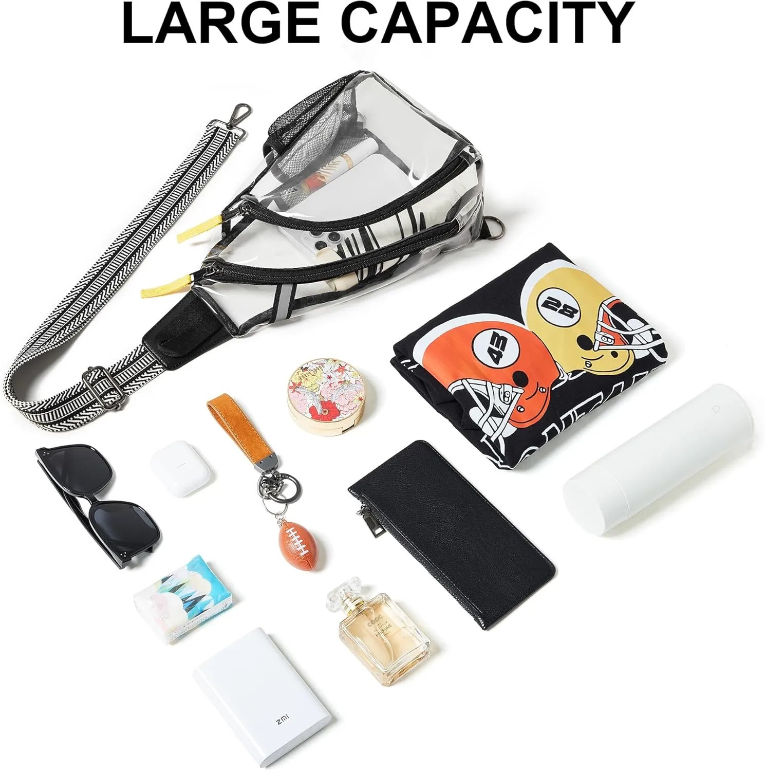 Shrrie Clear Bag for Stadium Events Transparent Crossbody Bag Clear Purse for Women&Men-Stadium Approved, Concerts&Sports