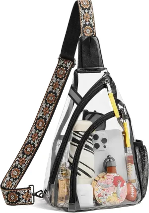 Shrrie Clear Bag for Stadium Events Transparent Crossbody Bag Clear Purse for Women&Men-Stadium Approved, Concerts&Sports