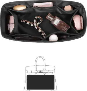 Silky Bag Insert for Birkin 30, Purse Insert Compatible with Hermes Birkin Bag, Silky Bag Shaper for Birkin 30, Lightweight and Soft Touch Inner Bag (Black, Birkin30)