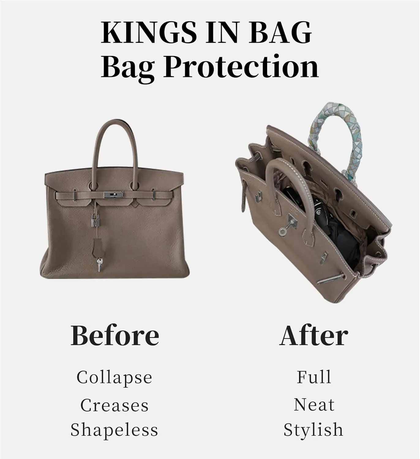 Silky Bag Insert for Kelly 25, Purse Organizer Compatible with Hermes Kelly, Lightweight Luxury Bag Shaper with Multiple Pockets for Daily Use (Anemone, KE 25)