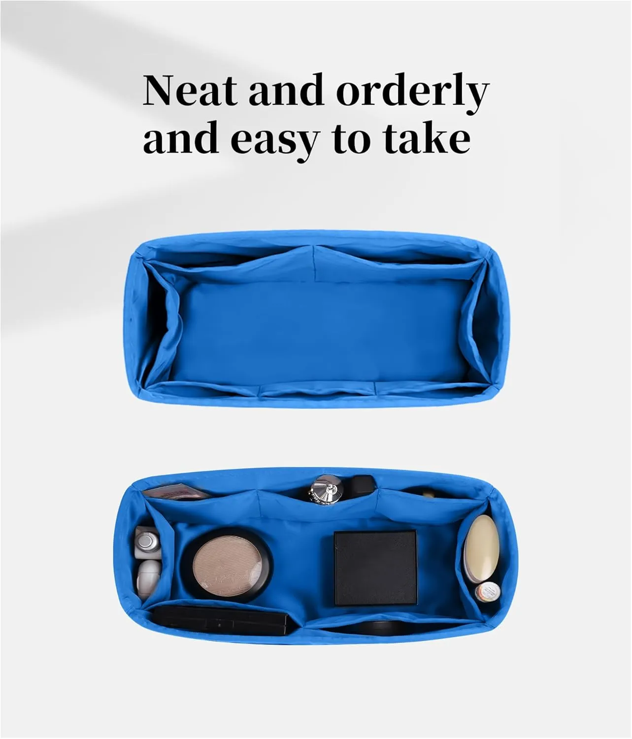 Silky Bag Insert for Kelly 25, Purse Organizer Compatible with Hermes Kelly, Lightweight Luxury Bag Shaper with Multiple Pockets for Daily Use (Blue hydra, KE 25)