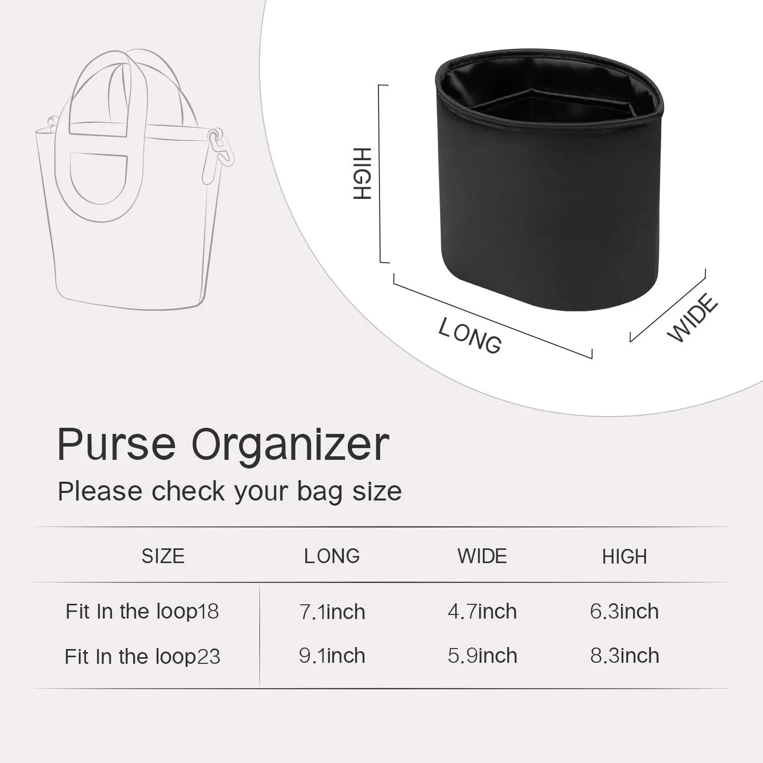 Silky Insert for In The Loop Bucket Bags, Sliky Purse Organizer Inserts Fit for Hermes In The Loop(Custom)