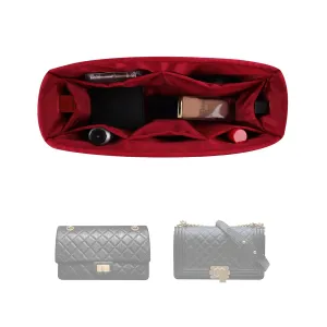 Silky Purse Insert for Chanel Boy Bags, KINGS IN BAG Purse Organizer Compatible with New Medium-Boy Bag, Lightweight and Soft Touch Bag Shaper with Pockets for Storage (New Medium, Rouge Moyen)