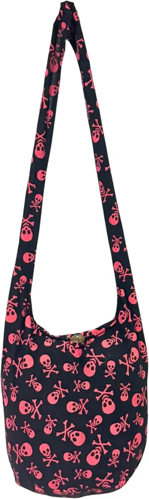 Skull Bohemian Boho Hobo Hippie Gothic Crossbody Bag Purse 33" Black