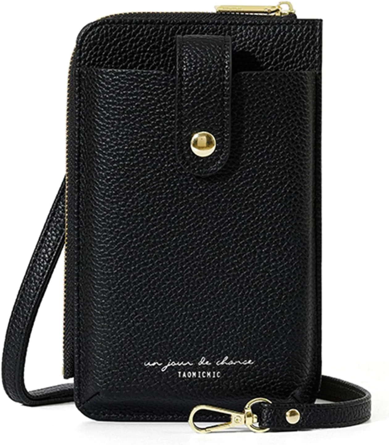 Small Crossbody Bag Cellphone Purse Fanny Pack Travel Sling Zip Pouch Card Holder Handbag Wallet Lanyard Case Casual Daypack (Black)