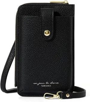 Small Crossbody Bag Cellphone Purse Fanny Pack Travel Sling Zip Pouch Card Holder Handbag Wallet Lanyard Case Casual Daypack (Black)