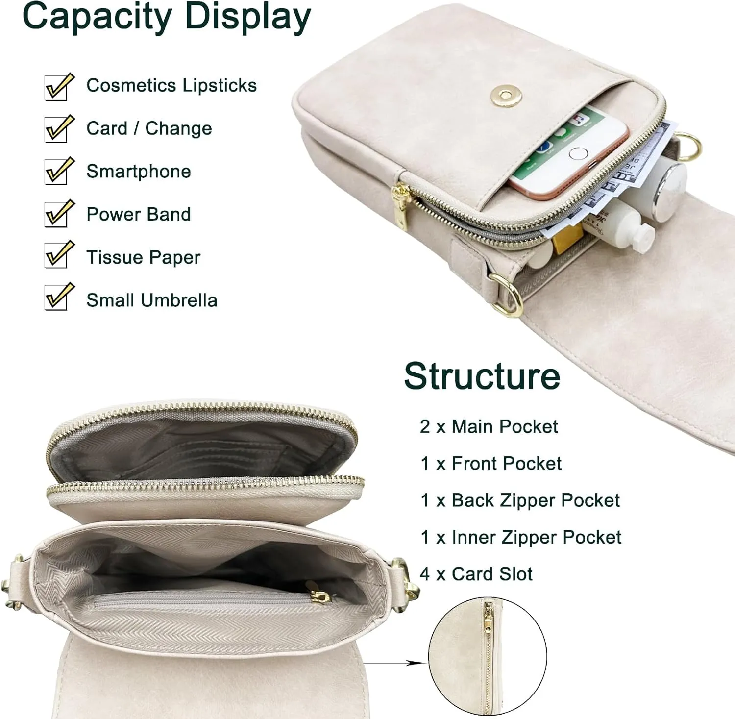 Small Crossbody Purse for Women Trendy Vegan Leather Cell Phone Bags with Card Slots & Adjustable Straps