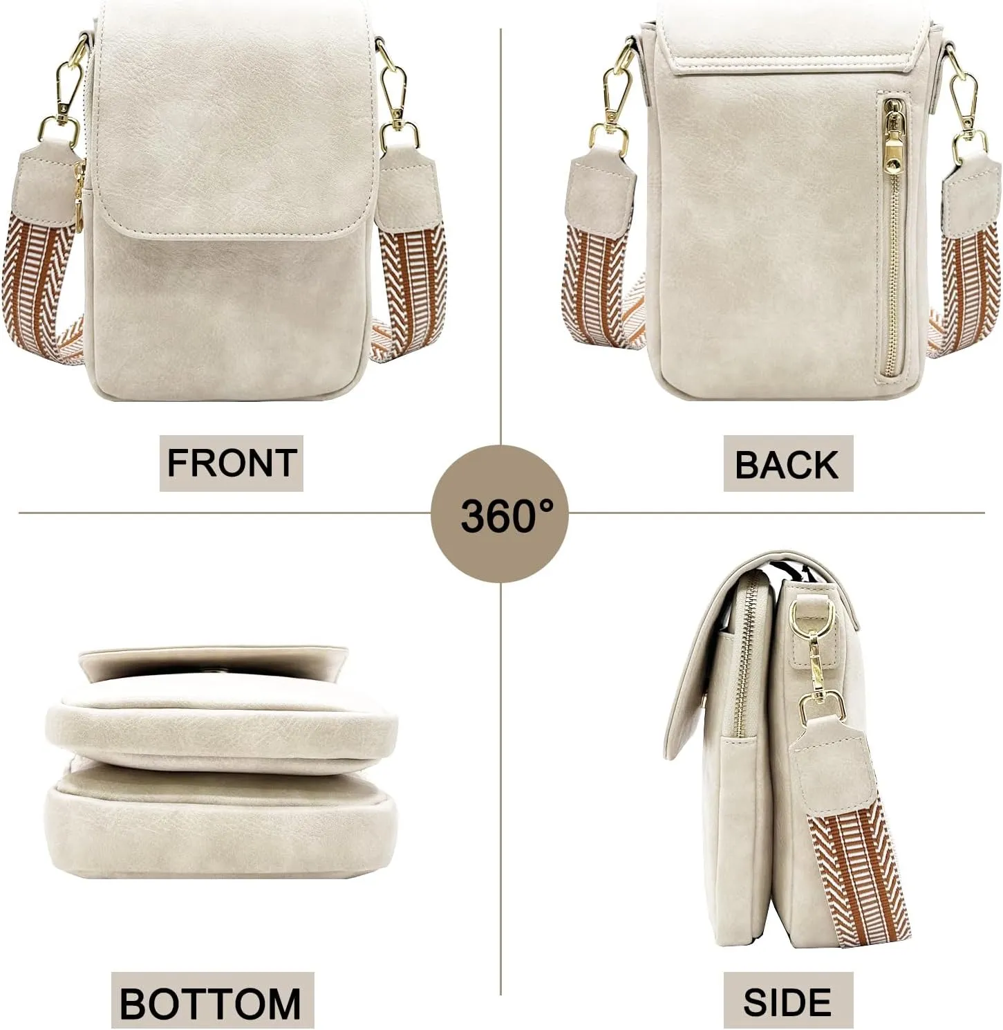 Small Crossbody Purse for Women Trendy Vegan Leather Cell Phone Bags with Card Slots & Adjustable Straps