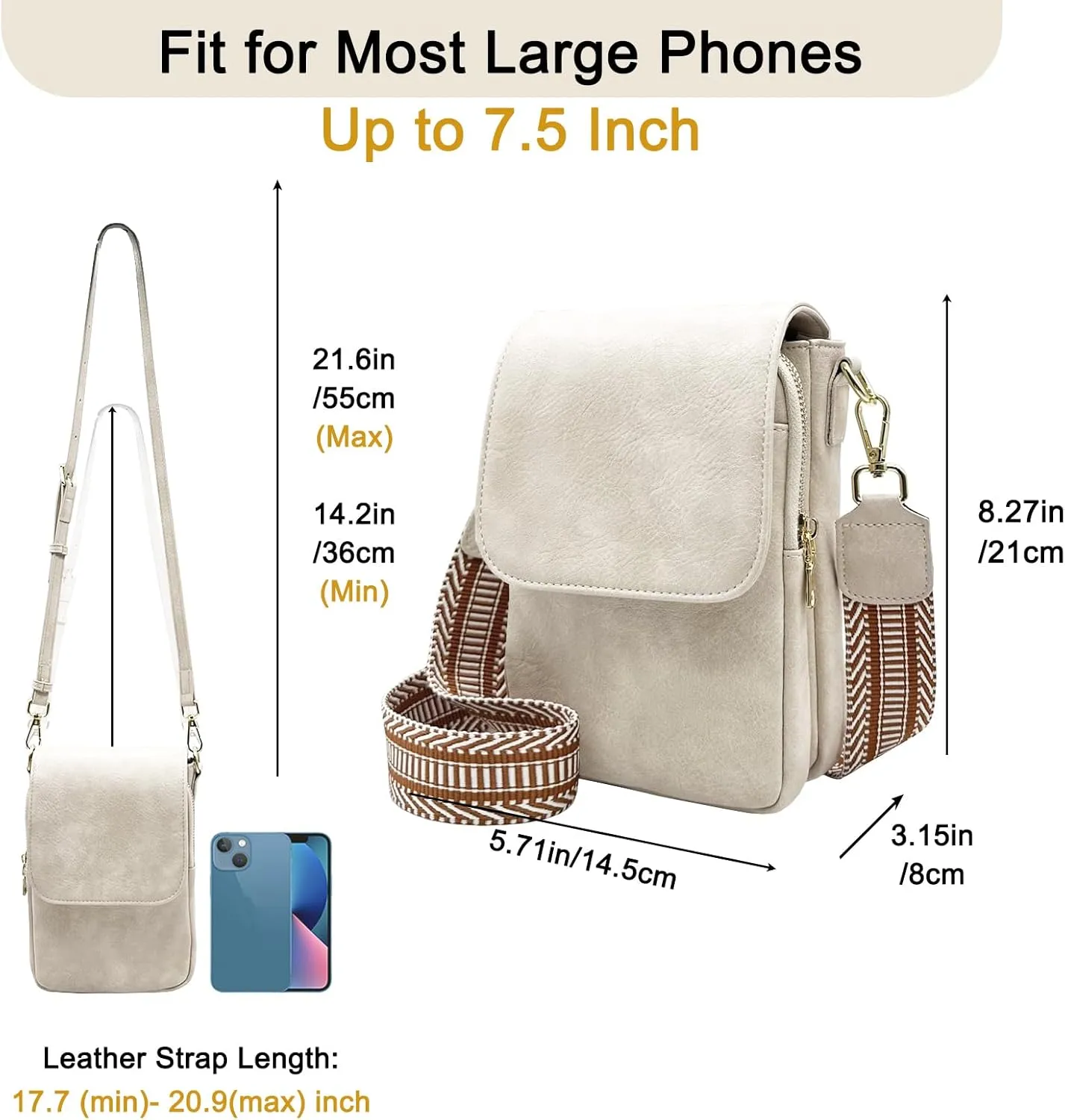 Small Crossbody Purse for Women Trendy Vegan Leather Cell Phone Bags with Card Slots & Adjustable Straps