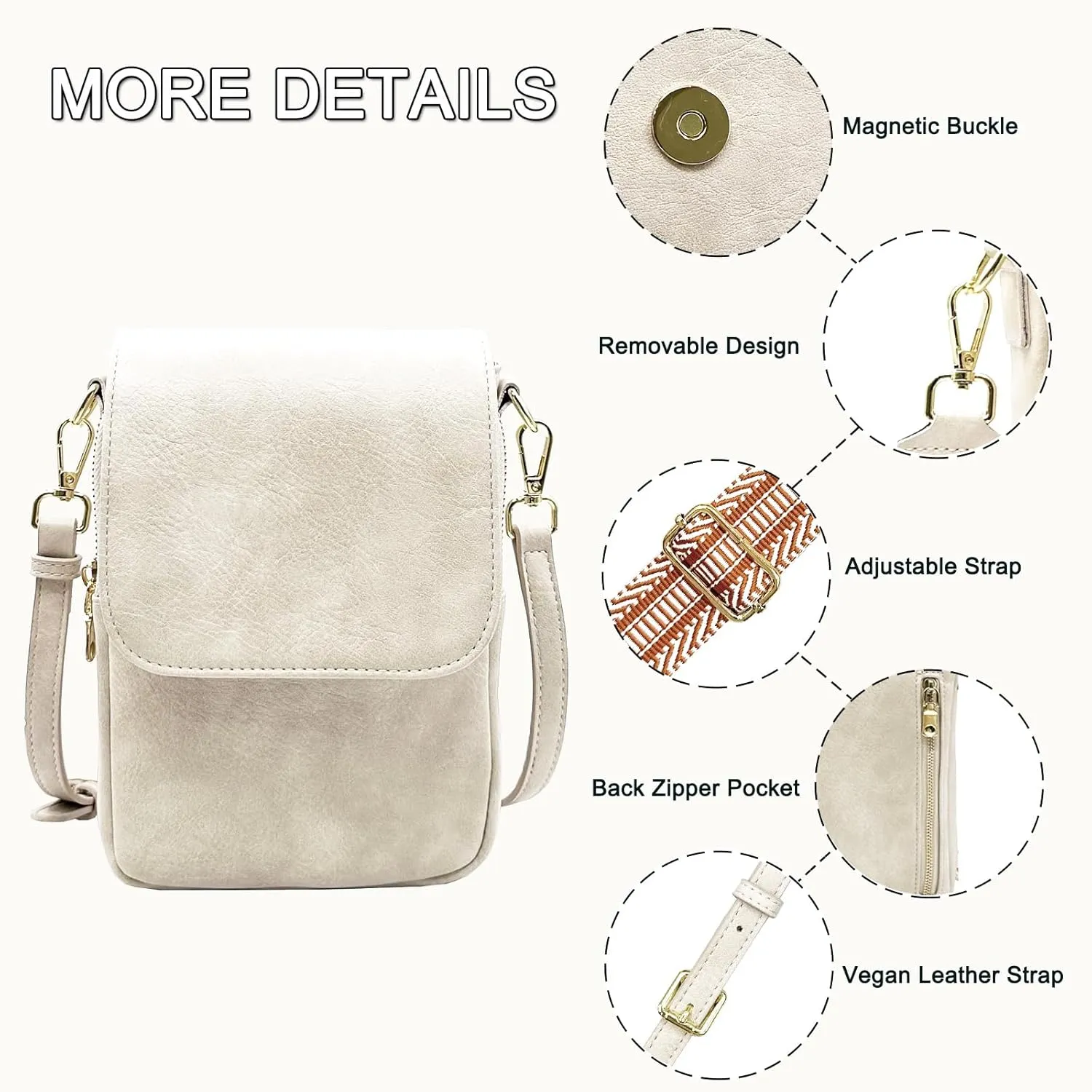 Small Crossbody Purse for Women Trendy Vegan Leather Cell Phone Bags with Card Slots & Adjustable Straps