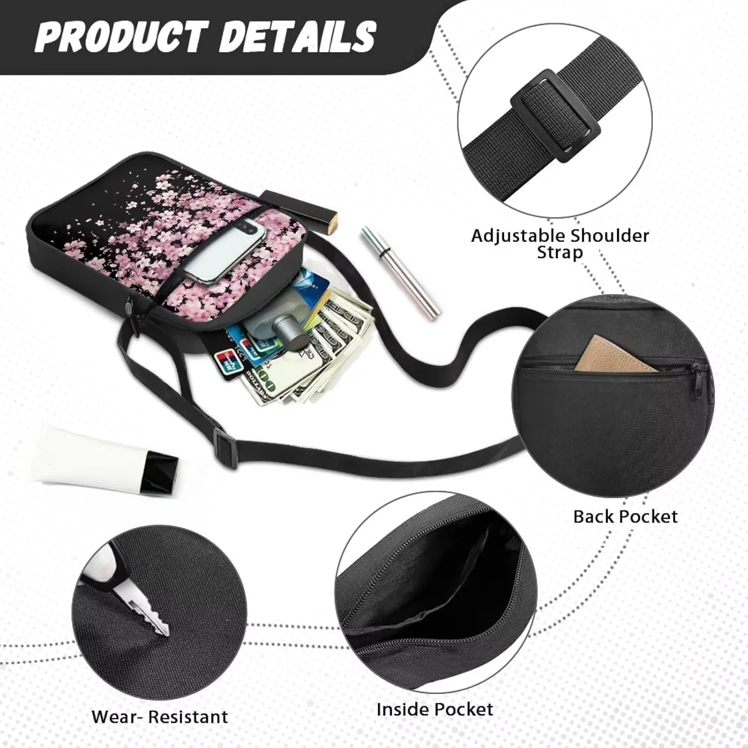 Small Messenger Bag for Men Women Cell Phone Purses Satchel Handbags Unisex Shoulder Bag for Work Travel