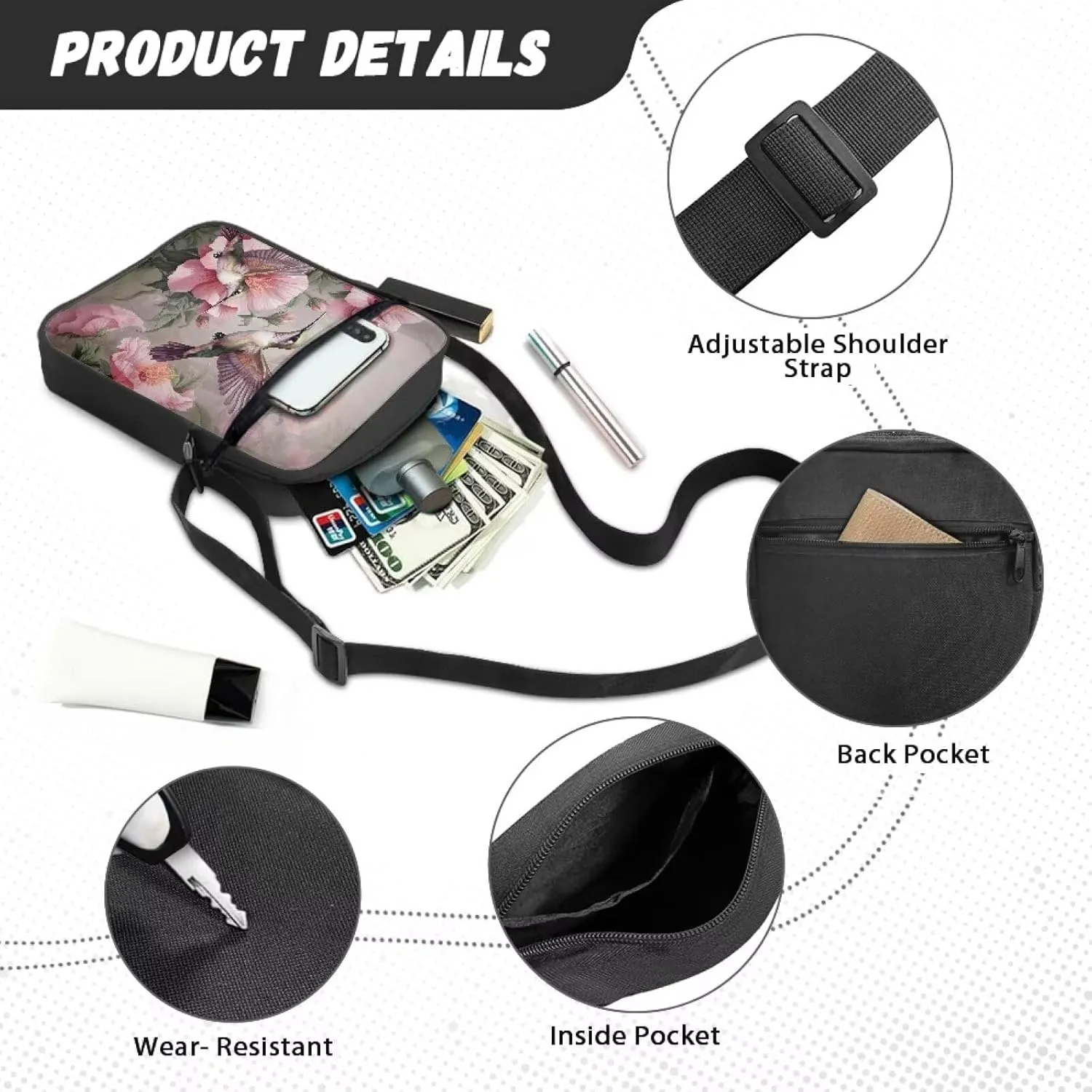 Small Messenger Bag for Men Women Wallet Purse Cell Phone Purse Shoulder Bag for Phone Passport