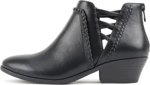 Soda Sincere Women's Low Ankle Heel Bootie with Elastic Cross Straps