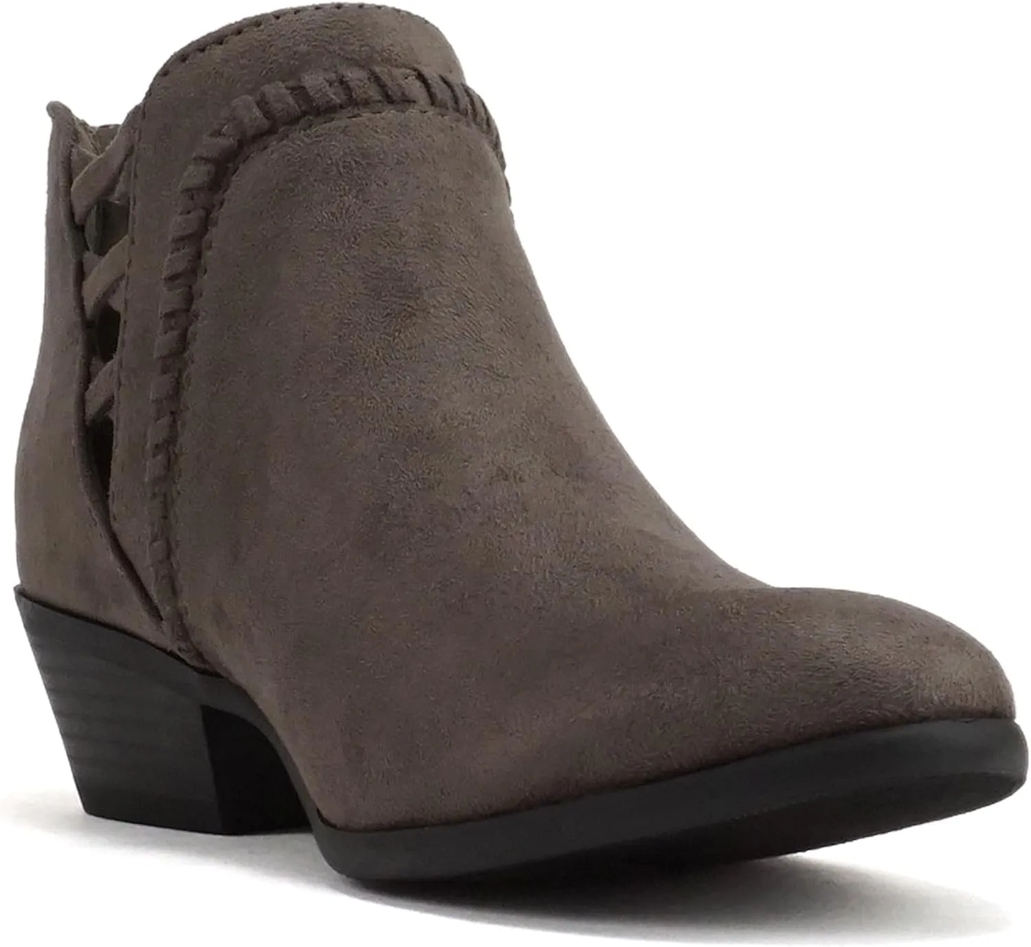 Soda Sincere Women's Low Ankle Heel Bootie with Elastic Cross Straps