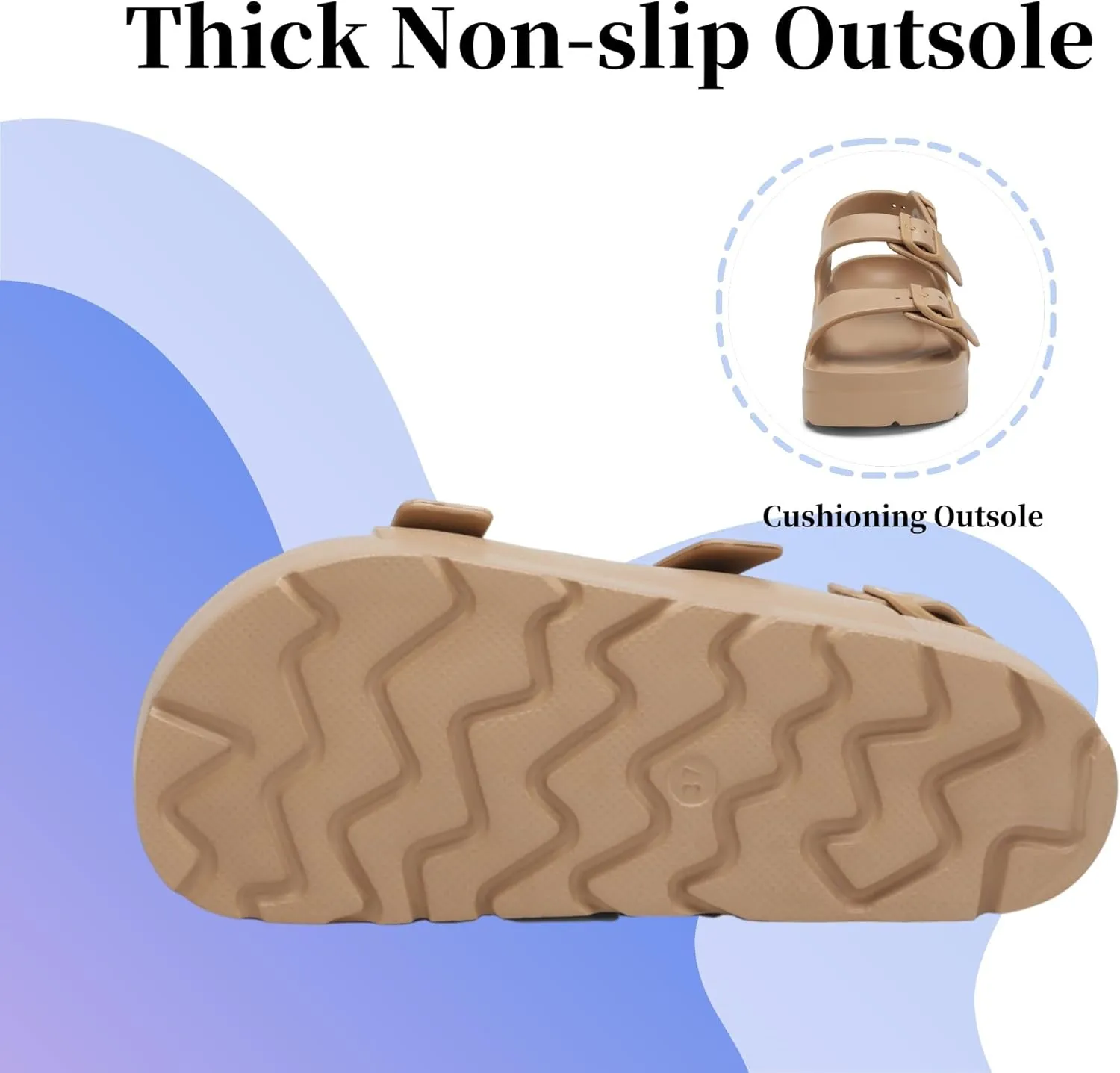 SOSOWHLTE Women's Platform Sandals with Arch Support - 3 Adjustable Straps Summer Beach Sandals, Lightweight & Slip-Resistant