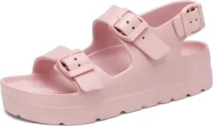 SOSOWHLTE Women's Platform Sandals with Arch Support - 3 Adjustable Straps Summer Beach Sandals, Lightweight & Slip-Resistant