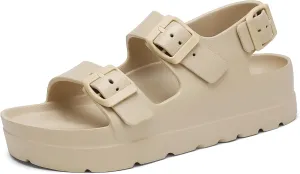 SOSOWHLTE Women's Platform Sandals with Arch Support - 3 Adjustable Straps Summer Beach Sandals, Lightweight & Slip-Resistant