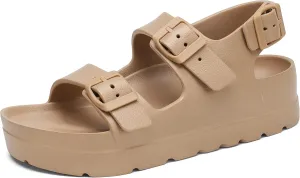 SOSOWHLTE Women's Platform Sandals with Arch Support - 3 Adjustable Straps Summer Beach Sandals, Lightweight & Slip-Resistant