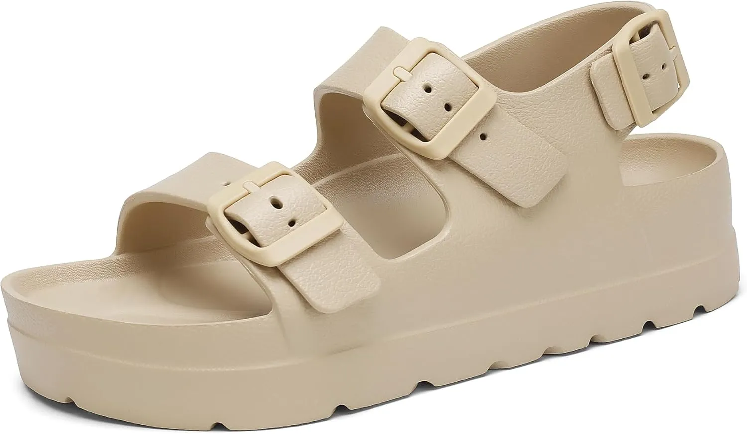 SOSOWHLTE Women's Platform Sandals with Arch Support - 3 Adjustable Straps Summer Beach Sandals, Lightweight & Slip-Resistant