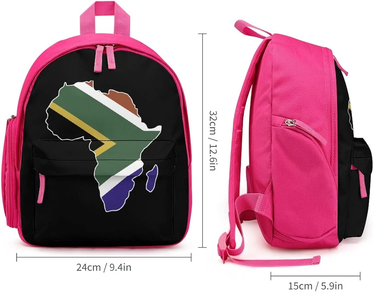 South Africa Flag Africa Map Simple Backpack Lightweight Cute Printing Shoulder Bag Family Travel Pink-style