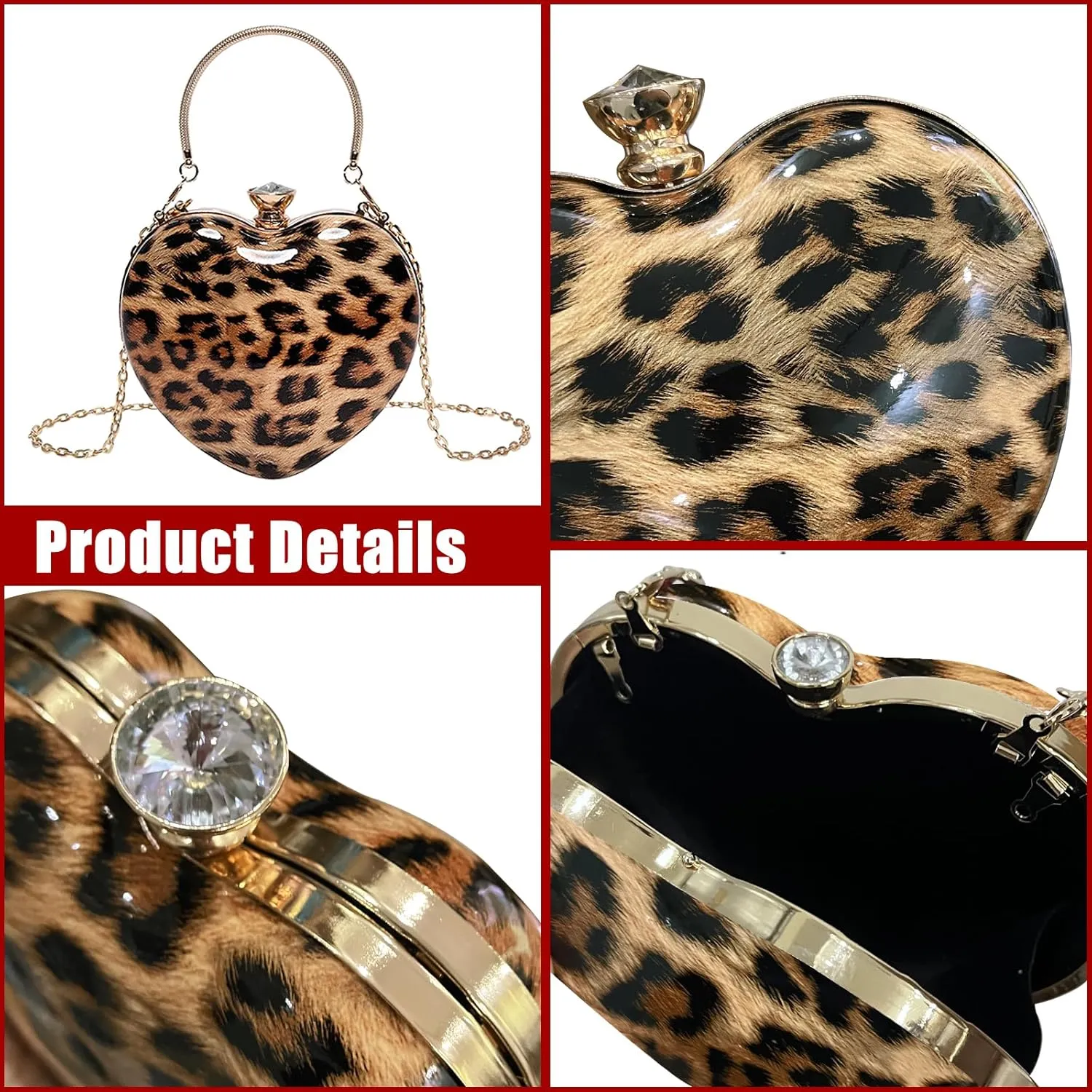 Sparkly Clutch Purses for Women Formal Clutch, Heart Shape Evening Bag, Purse Handbag for Wedding Cocktail Party