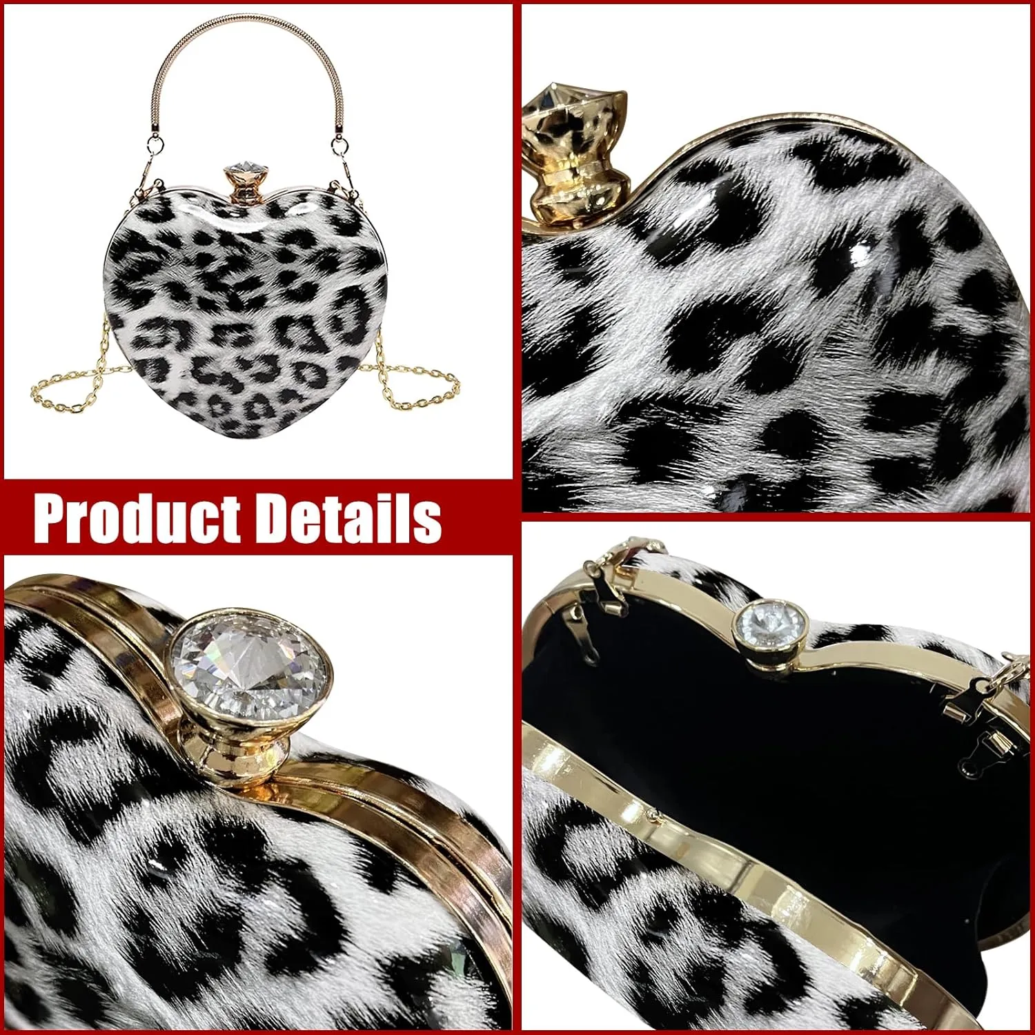 Sparkly Clutch Purses for Women Formal Clutch, Heart Shape Evening Bag, Purse Handbag for Wedding Cocktail Party
