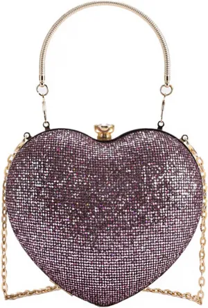 Sparkly Clutch Purses for Women Formal Clutch, Heart Shape Evening Bag, Purse Handbag for Wedding Cocktail Party