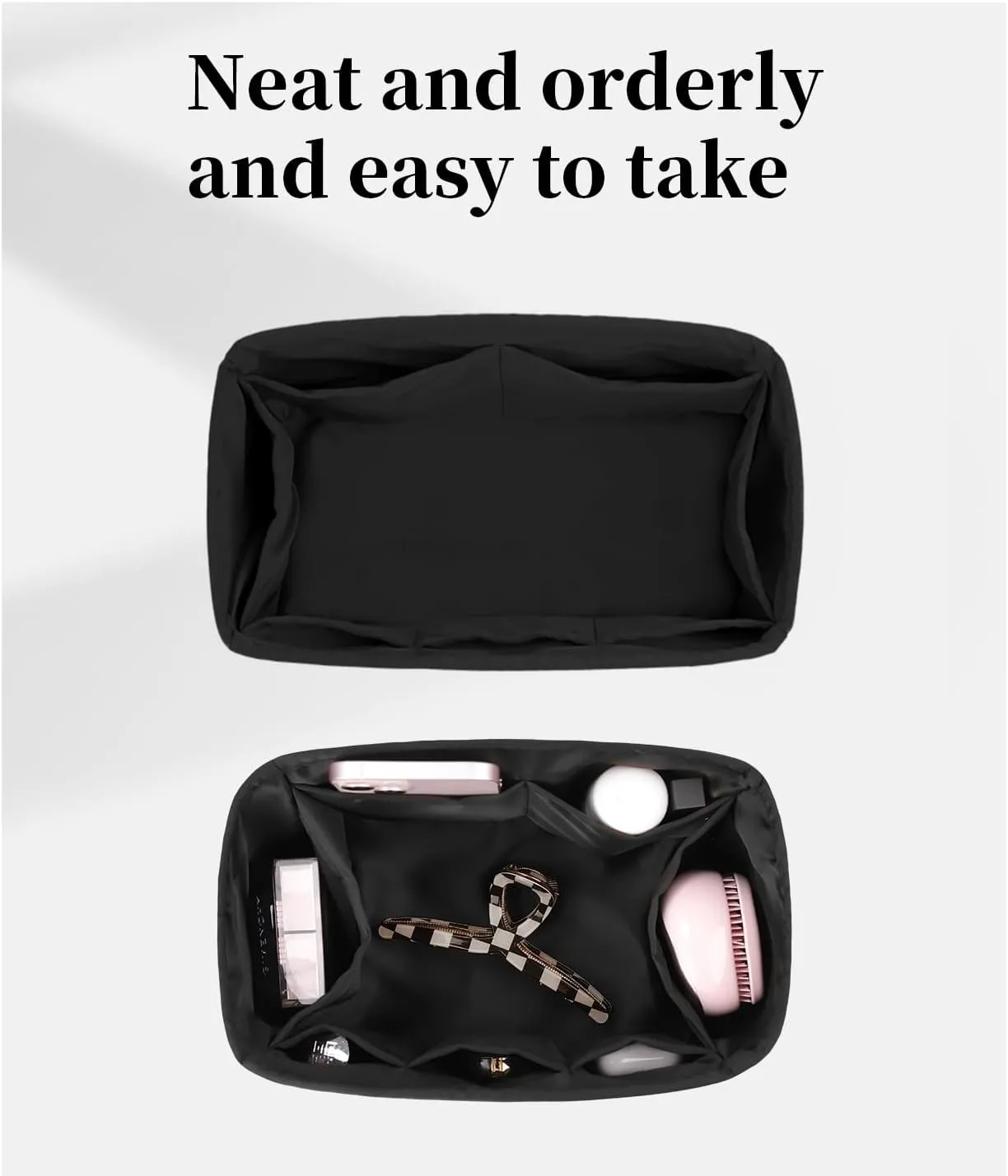 Speedy 35 Bag Organizer Insert, Silky Handbag Insert for Speedy Bags, Purse Organizer with Large Capacity, for Women Handbags (Black, Speedy35)
